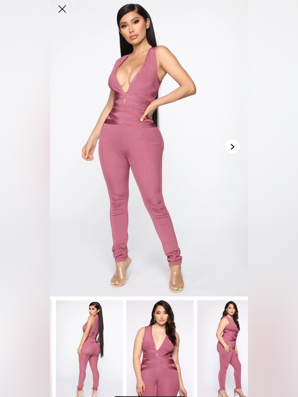 Fashion nova bandage jumpsuit 1x rose